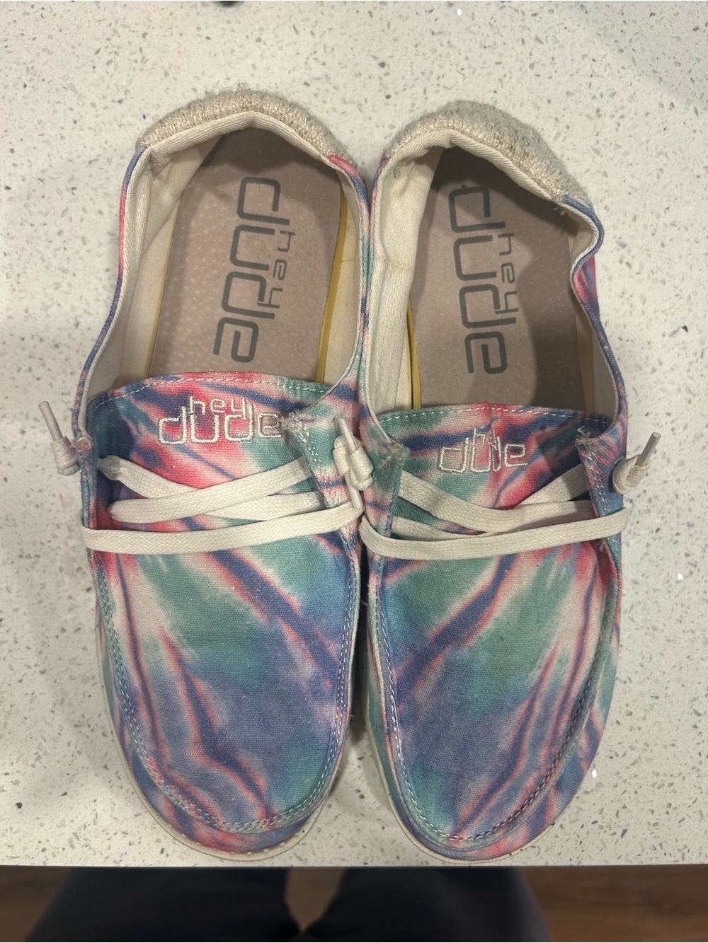 Hey Dude Pastel Tie-Dye Slip-On Canvas Shoes - Pink, Blue, Purple size 10